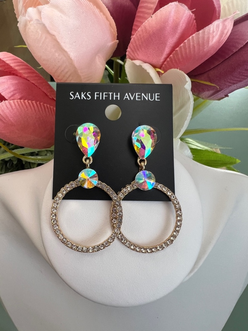 Saks Fifth Avenue Iridescent Circle Drop Earrings